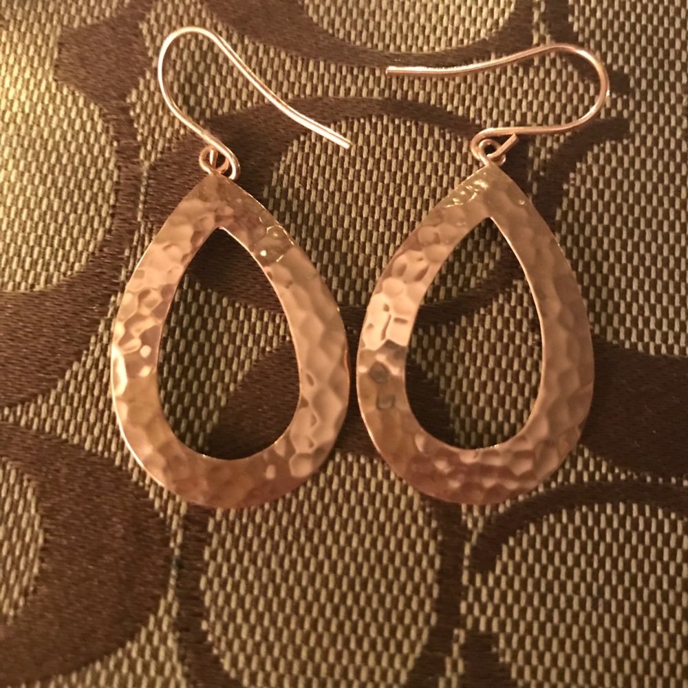Copper finish sterling silver tear drop earrings
